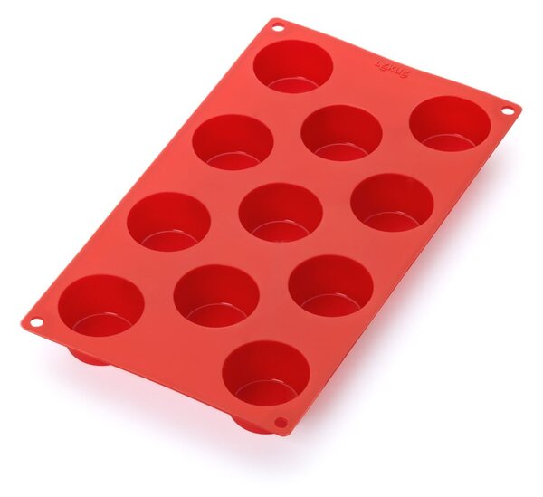 Červená silikonová forma na 11 mini muffinů Lékué