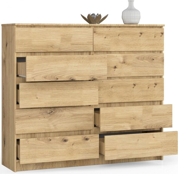 AKORD Furniture Factory KOM-140SZ10-ART, Dub, 10 zásuvka/zásuvek, Matný, 16 mm, 60 cm, 400 mm