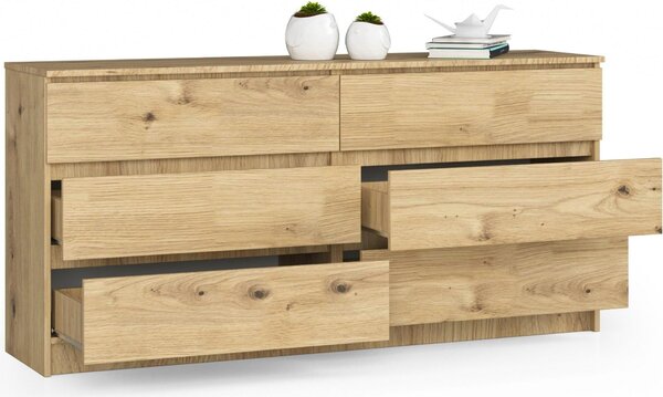 AKORD Furniture Factory OP0LK-160SZ6ART, Dub, 6 zásuvka/zásuvek, Matný, 16 mm, 71 cm, 400 mm