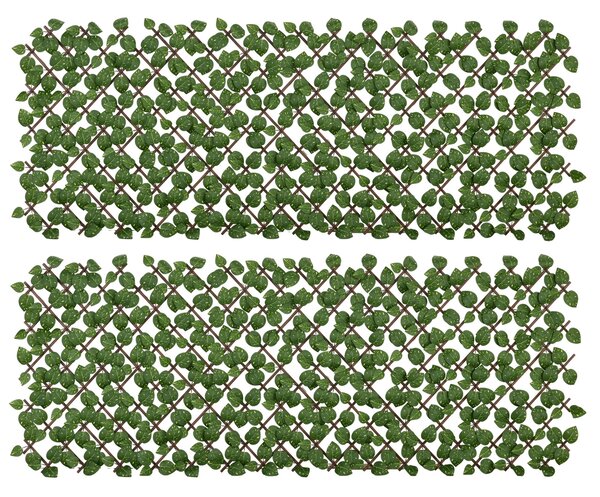 Outsunny Sada 2 Umělých Zelení pro Živý Plot - Rozšiřitelný Závětří s Realistickým Listím, Vnitřní a Vnější Použití, 2 x 1 m | Aosom