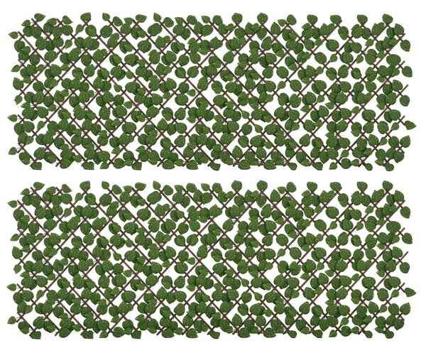 Outsunny Sada 2 Umělých Zelení pro Živý Plot - Rozšiřitelný Závětří s Realistickým Listím, Vnitřní a Vnější Použití, 2 x 1 m | Aosom