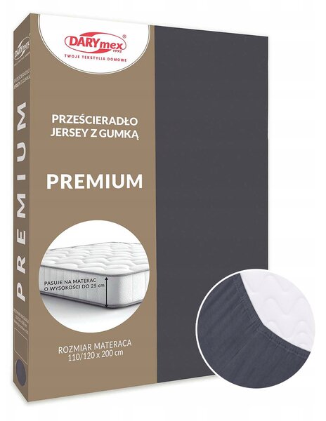 Prostěradlo bavlněné s gumou 180x200 JERSEY VYSOKÁ GRAMÁŽ antracit