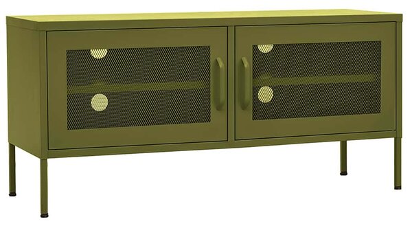 TV skříňka olivově zelená 105 x 35 x 50 cm ocel 336234