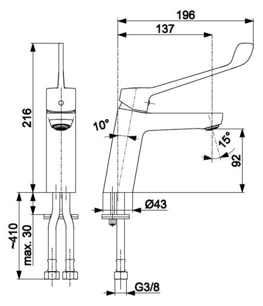 KFA Armatura Medico umyvadlová baterie stojící chrom 4732-885-00