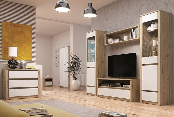 MALTA b | TV stolek RTV | 130 cm | dub artisan / bílá