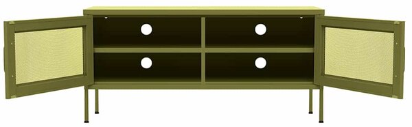 TV skříňka olivově zelená 105 x 35 x 50 cm ocel 336234