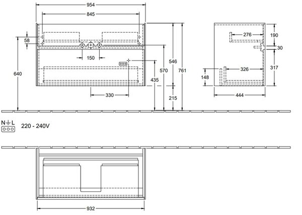 Villeroy & Boch Collaro skříňka 95.4x44.4x54.6 cm pod umyvadlo závěsná bílá C01100DH