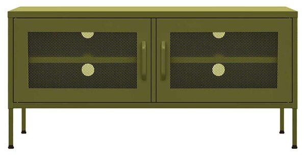 TV skříňka olivově zelená 105 x 35 x 50 cm ocel 336234