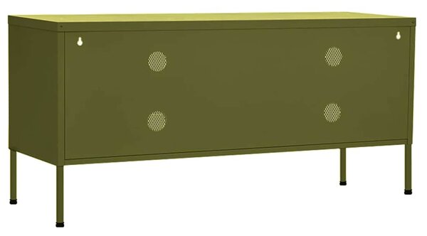 TV skříňka olivově zelená 105 x 35 x 50 cm ocel 336234