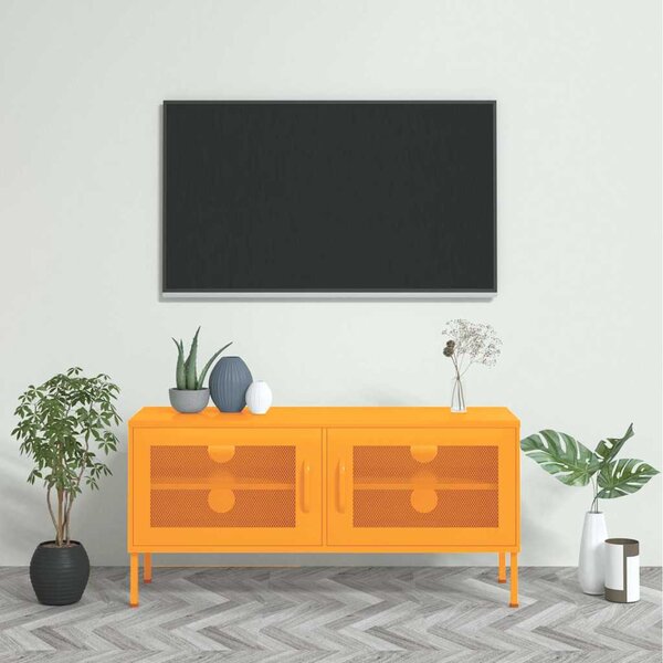 TV skříňka hořčicově žlutá 105 x 35 x 50 cm ocel 336236