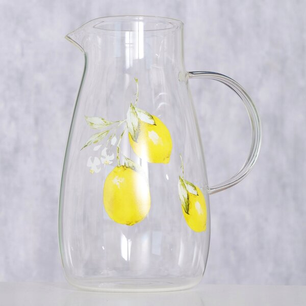 SKLENĚNÝ DŽBÁN NA LIMONÁDU S MOTIVEM CITRONU CAPRI 1500 ML 21 X 12 X 17 CM
