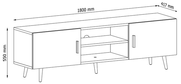 Obývací stěna BRILLO s komodou | 280 cm + 120 cm | dub ribbeck/bílá