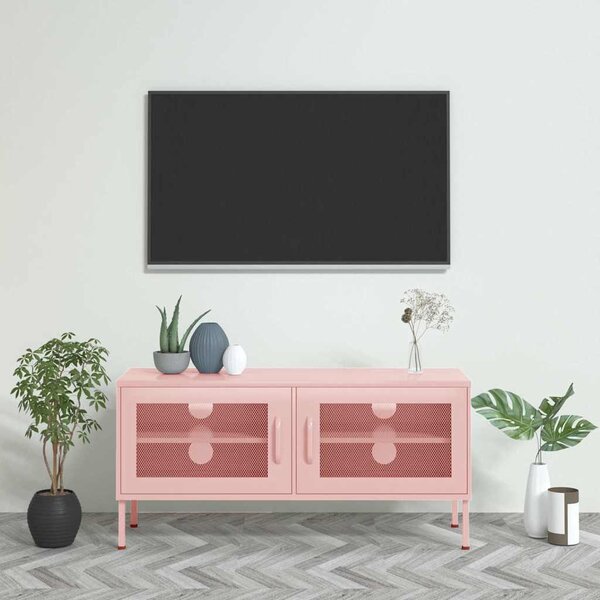 TV skříňka růžová 105 x 35 x 50 cm ocel 336238