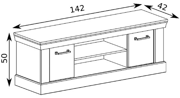 Antica K | TV stolek A4 | 142 cm | kraft zlatý