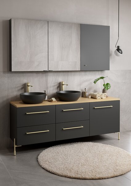 Cersanit Larga skříňka 40x14x80 cm boční závěsná antracitová S164-030