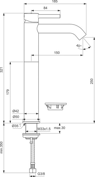Ideal Standard Ceraline umyvadlová baterie stojící chrom BC269AA
