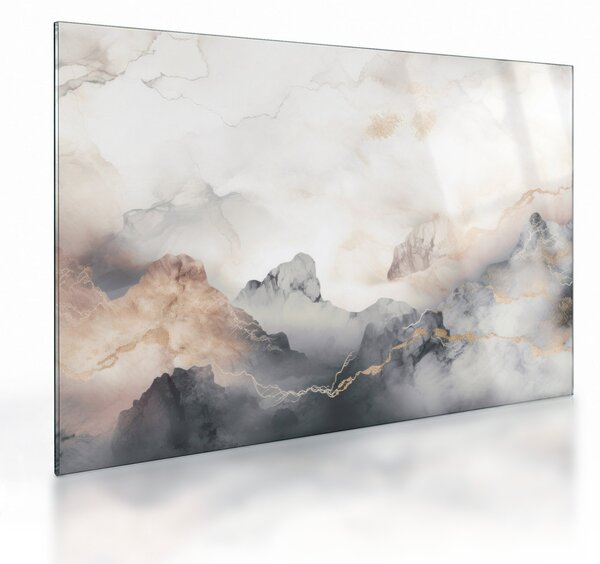 Skleněný obraz - Abstrakce hor s texturou mramoru (70x50 cm)