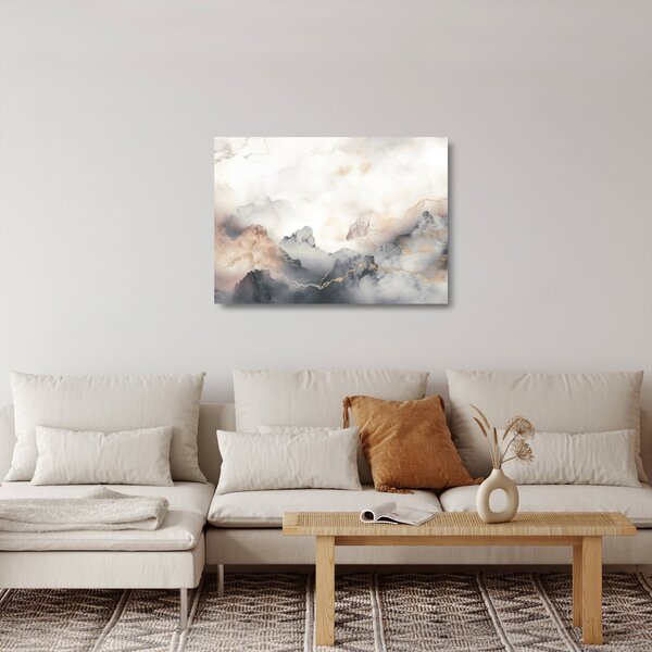Skleněný obraz - Abstrakce hor s texturou mramoru (70x50 cm)