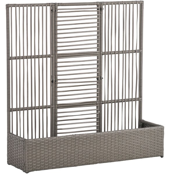 Outsunny Zahradní Truhlík s Příčkami - Vyvýšený Stojan na Rostliny se Šedým Obdélníkovým Květináčem z Woven PE Pryže a Oceli, dim. 103L x 29W x 103H c