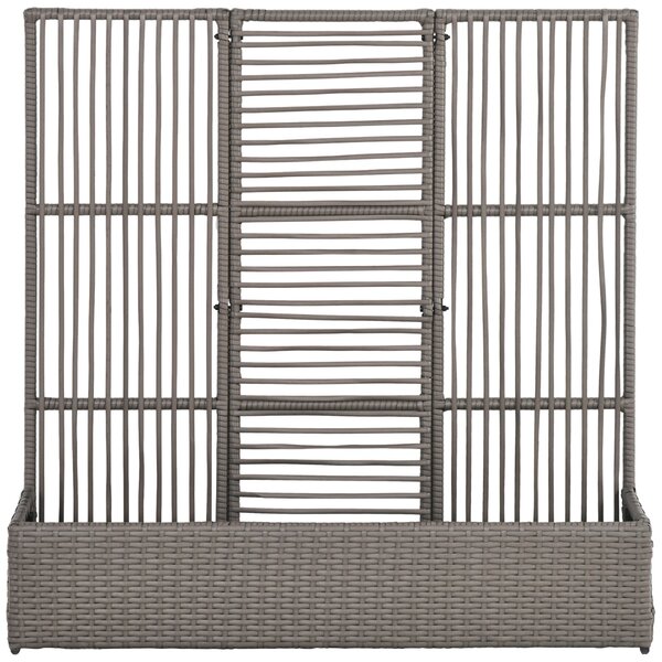 Outsunny Zahradní Truhlík s Příčkami - Vyvýšený Stojan na Rostliny se Šedým Obdélníkovým Květináčem z Woven PE Pryže a Oceli, dim. 103L x 29W x 103H c