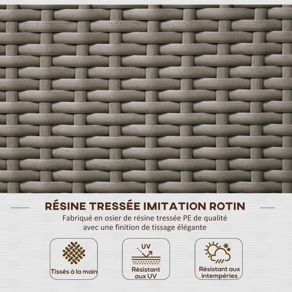 Outsunny Zahradní Truhlík s Příčkami - Vyvýšený Stojan na Rostliny se Šedým Obdélníkovým Květináčem z Woven PE Pryže a Oceli, dim. 103L x 29W x 103H c