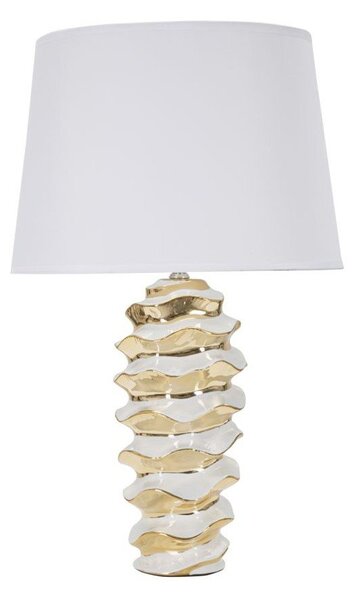 Bílá/ve zlaté barvě keramická stolní lampa s textilním stínidlem (výška 53 cm) Glam Space – Mauro Ferretti