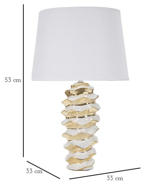Bílá/ve zlaté barvě keramická stolní lampa s textilním stínidlem (výška 53 cm) Glam Space – Mauro Ferretti
