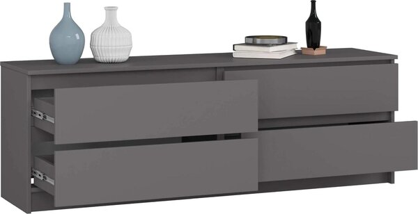 Stylový komoda KOMODA K160 se 4 zásuvkami v grafitově šedé 160 cm