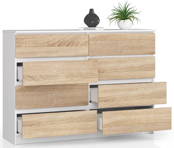 AKORD Furniture Factory OP0LKOMBIASON004, Bílá, Dub, 8 zásuvka/zásuvek, Matný, 16 mm, 60 cm, 400 mm