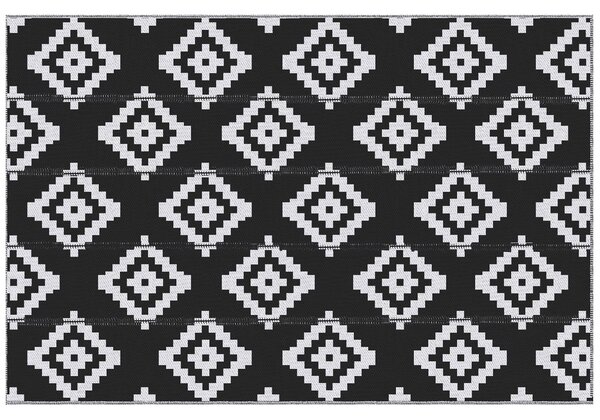 Outsunny Zahradní Grafický Styl Koberec - Oboustranný Koberec 2 Vzory - rozměry 2.74D x 1.82Š m - Vysoce hustý 310 g/m² PP Černobílý | Aosom