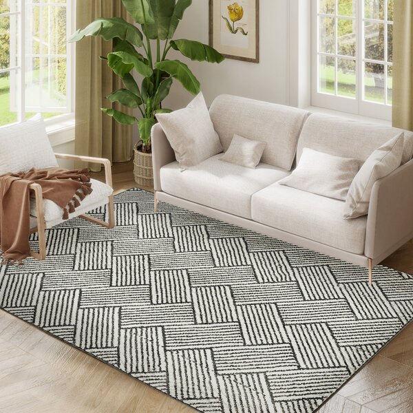 HOMCOM Koberec do obývacího pokoje 200 x 140 cm s krátkým vlasem, praní v pračce, hypoalergenní, do obývacího pokoje, ložnice, kanceláře, světle šedý