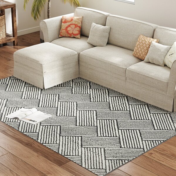 HOMCOM Koberec do obývacího pokoje 200 x 140 cm s krátkým vlasem, praní v pračce, hypoalergenní, do obývacího pokoje, ložnice, kanceláře, světle šedý