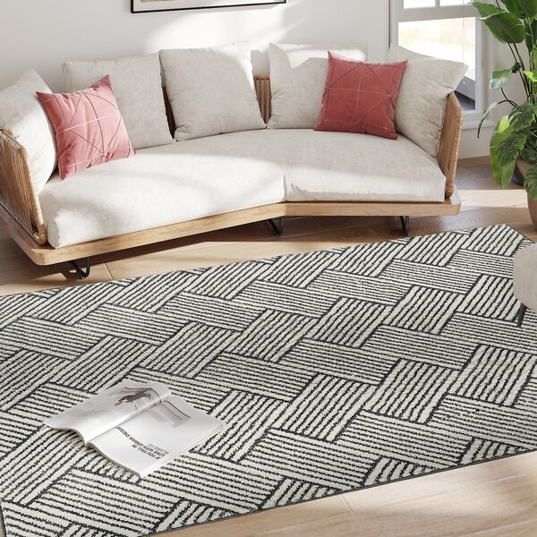 HOMCOM Koberec do obývacího pokoje 200 x 140 cm s krátkým vlasem, praní v pračce, hypoalergenní, do obývacího pokoje, ložnice, kanceláře, světle šedý
