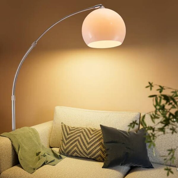 Oblouková lampa nastavitelná, mramorová základna, bílé stínidlo 105413