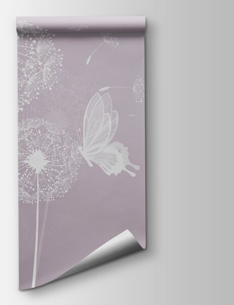 Fototapeta Bílé pampelišky a motýli, Přírodní fototapety, Populární fototapety, u99597v2 - Tapeko.co.cz