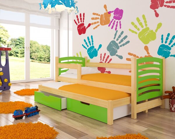 Dětská výsuvná postel VILLA zelená