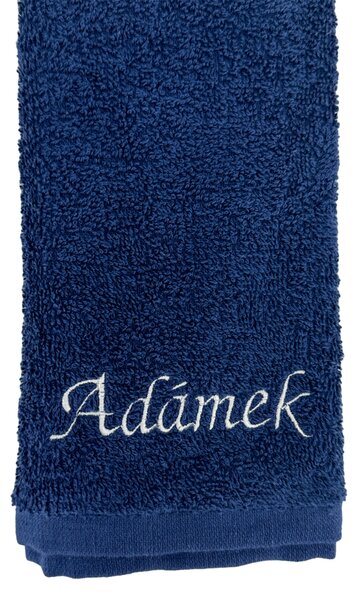 Malý tmavě modrý ručník s vlastním textem 30 x 50 cm