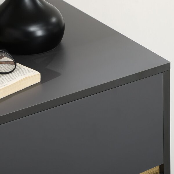 HOMCOM Komoda se 3 zásuvkami bez úchytů v severském designu - 80 x 40 x 80 cm - Šedá | Aosom
