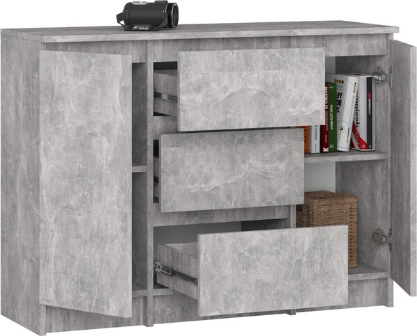 Akord Komoda 2 dvířka 3 zásuvky beton 101x35x76 cm