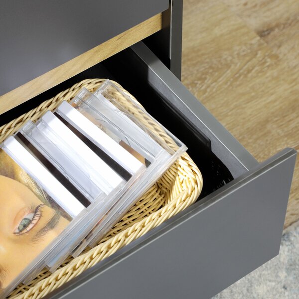 HOMCOM Komoda se 3 zásuvkami bez úchytů v severském designu - 80 x 40 x 80 cm - Šedá | Aosom