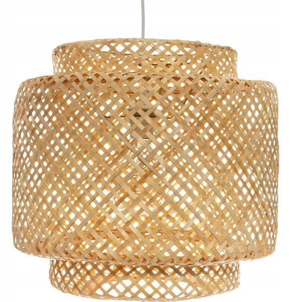 Závěsná lampa Atmosphera béžová dřevěná boho E27 40 W