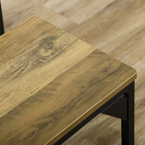 HOMCOM jídelní stůl se 2 lavicemi, ocelový rám, stůl pro 4 osoby 120 x 70 x 75 cm, lavice 100 x 30 x 45 cm pro kuchyň, jídelnu, obývací pokoj v přírod