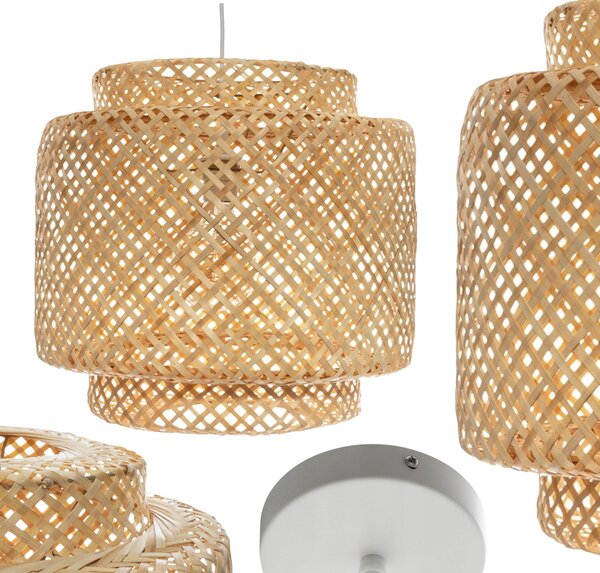 Závěsná lampa Atmosphera béžová dřevěná boho E27 40 W