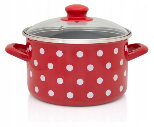 Tradiční Hrnec Metalac Dots on red 6,75 l