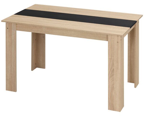 HOMCOM Moderní jídelní stůl s velkou pracovní plochou pro 2-4 osoby z dřevotřísky 120D x 69Š x 75V cm Černá a Přírodní | Aosom