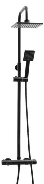 Erga Flova, sprchová souprava s termostatickou baterií a dešťovou hlavicí 20x20cm, černá matná, ERG-YKA-BP.FLOVA THERM 20 BLK