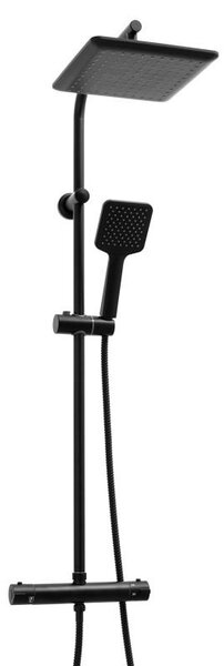 Erga Bodo Therm, sprchová souprava s termostatickou baterií a dešťovou hlavicí 23x23cm, černá matná, ERG-YKA-BP.BODO-THERM-23-BLK