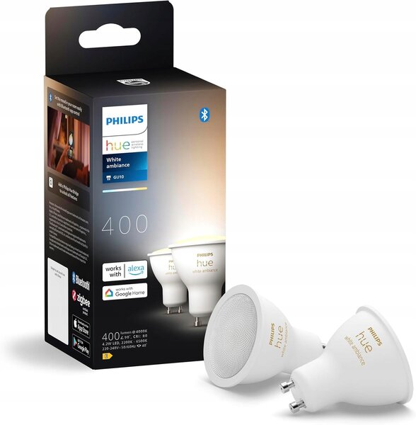 Chytrá LED žárovka Philips Hue White Ambiance GU10 400 lm 2 ks