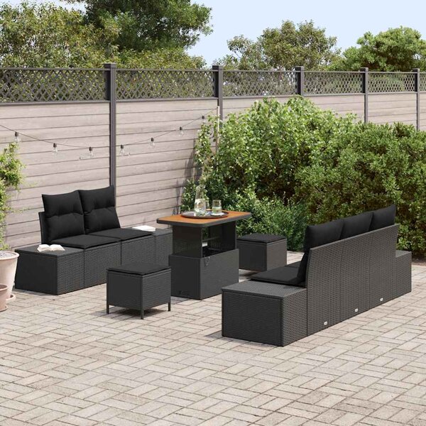 Sada zahradních pohovek 8 ks Černá polyratan 3362729