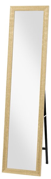 HOMCOM Obdélníkové Zrcadlo na Stěnu nebo Stůl s Dřevěným Rámem do Obývacího Pokoje a Ložnice 37 x 157 cm Přírodní Dřevo | Aosom